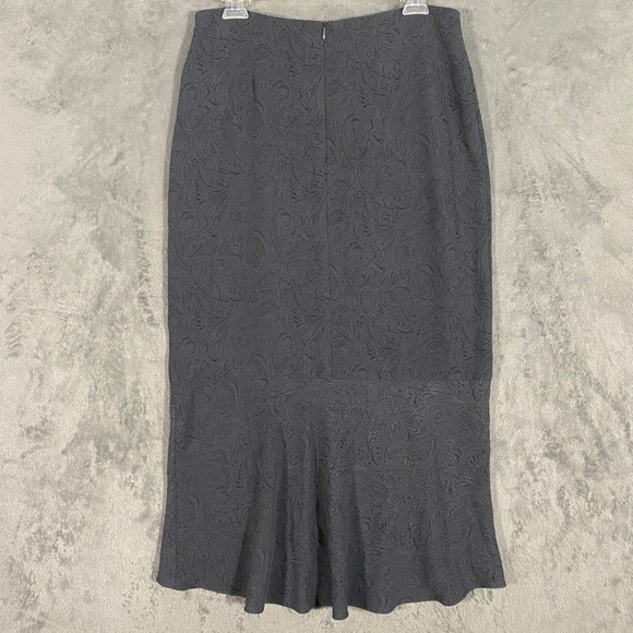 Tailor B. Moss Skirt Sz 10 Grey Paisley Jacquard High Low Mermaid Ruffle Midi - Picture 4 of 9